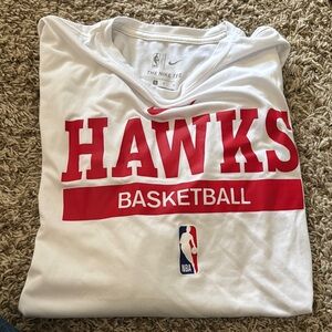 Nike White and Red Basketball Game Shirt Atlanta HAWKS